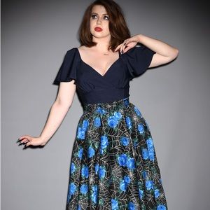 Vixen by Micheline Pitt Baby Doll Top Navy M BNWT